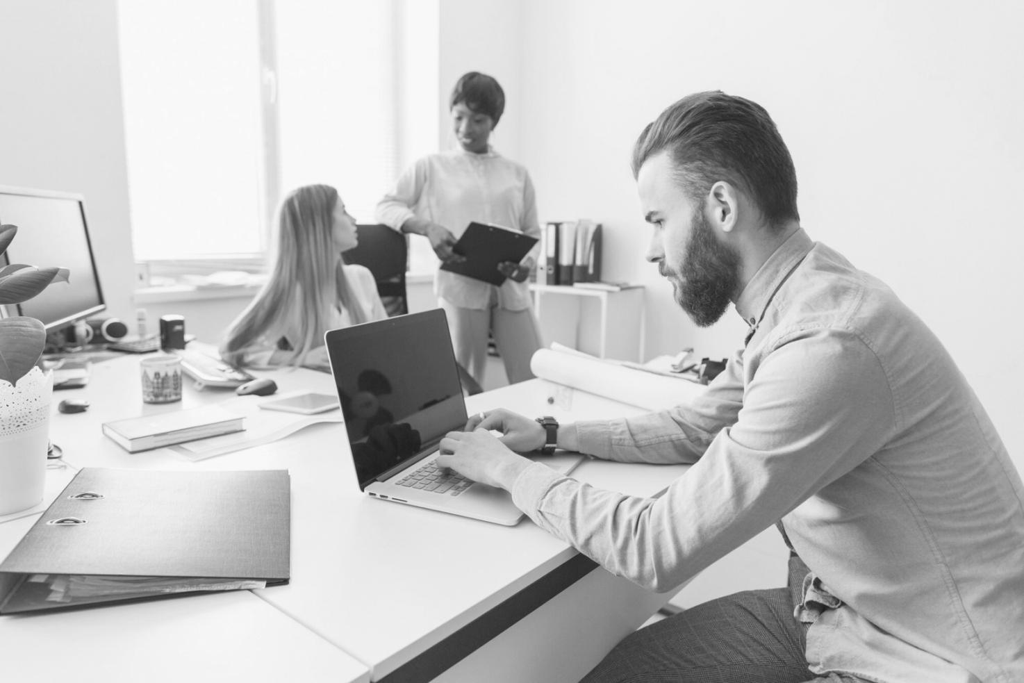 Financial planning workspace with charts and educational materials